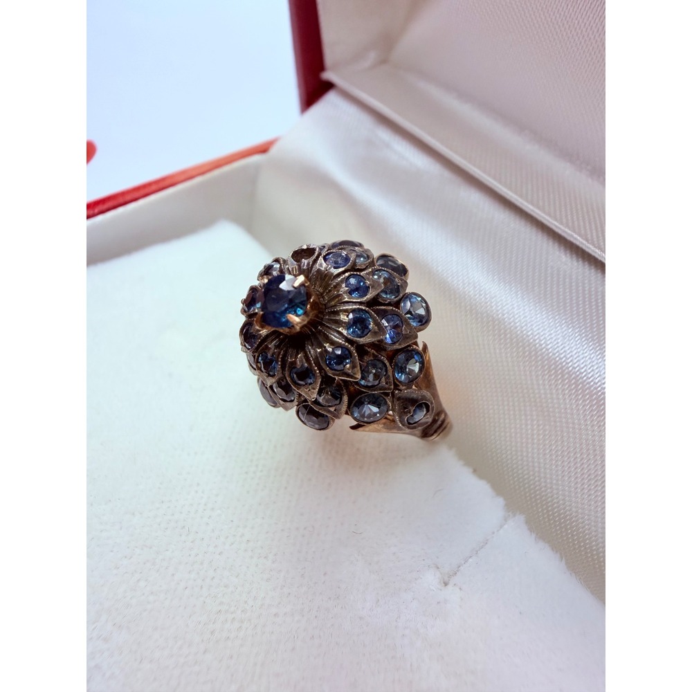 14kt Thai Princess gold sapphire ring